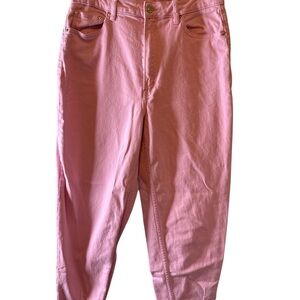 H&M Pink Womens Jeans 5 Pockets Straight Leg Sz 31 High Waisted Ankle Fit